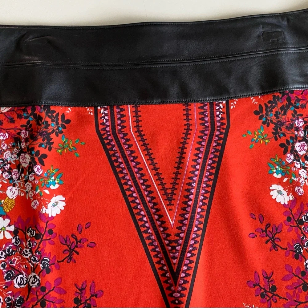 Bisou Bisou Orange Black Embellished Midi Skirt - Picture 5 of 8